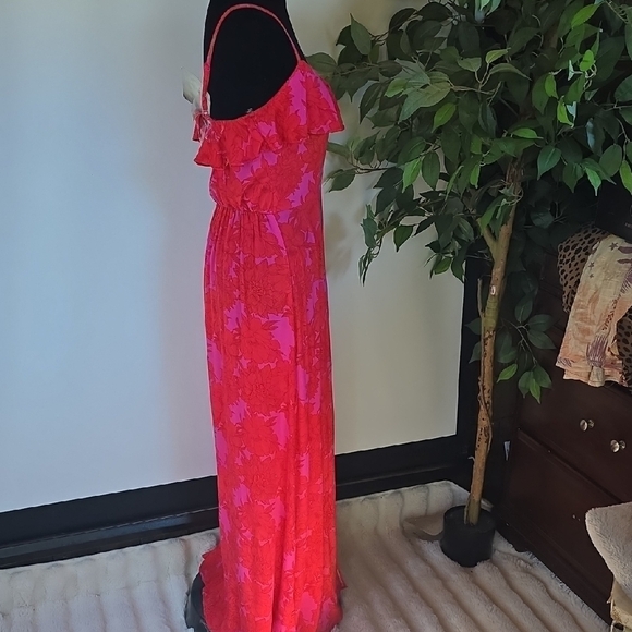 Lily Rose Vibrant Red and Pink Maxi Dress - Picture 2 of 3